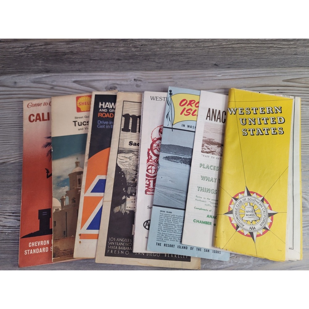 Vintage lot of road maps lot of 8 mobil shell travel
